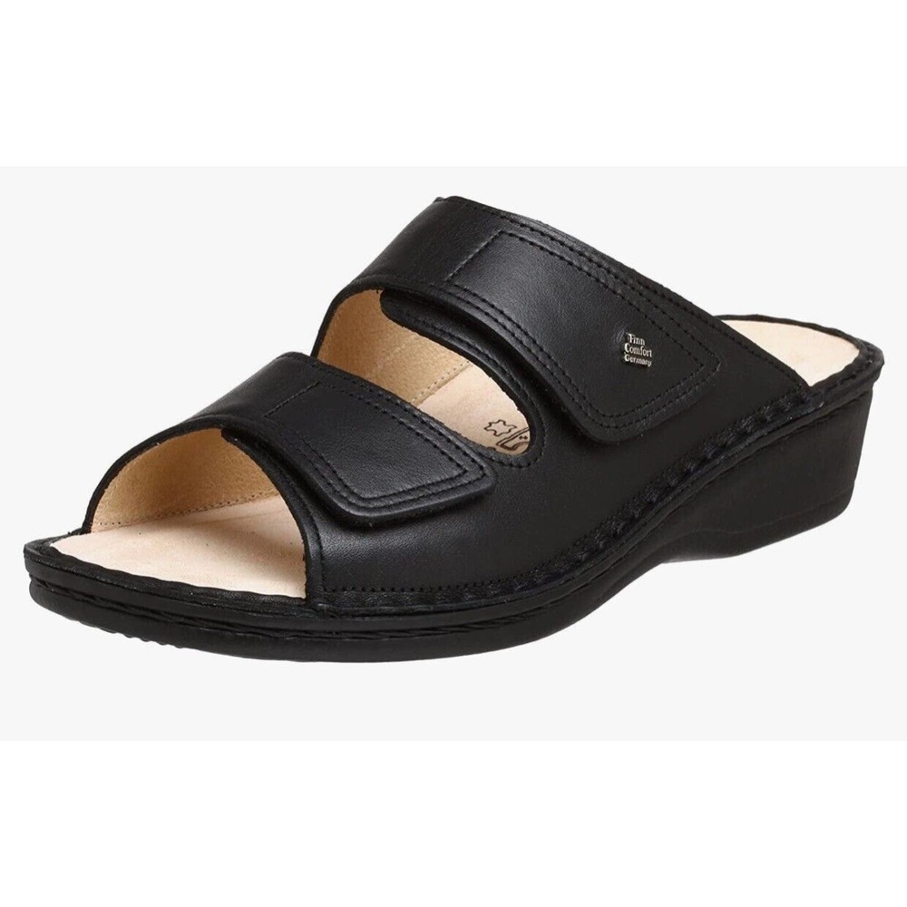 Finn Comfort Made in Germany Womens Size 10-11 Black Leather Jamaika Sandal